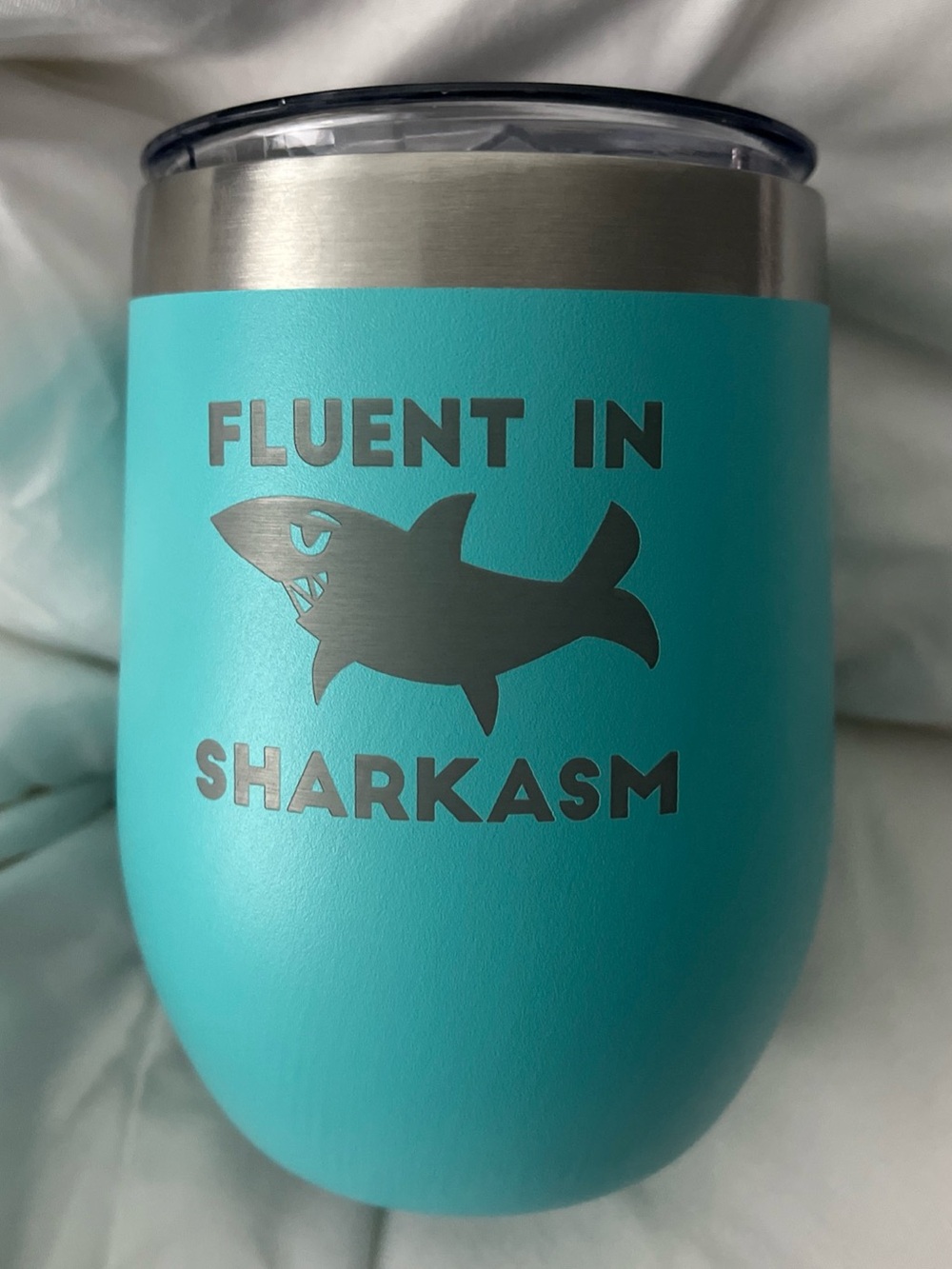 Turquoise Shark Graphic Insulated Tumbler